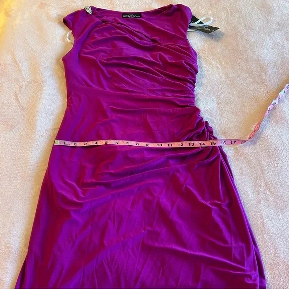 Betsy & Adam purple evening dress with cutouts and rhinestones ruched size 8 - Picture 12 of 12